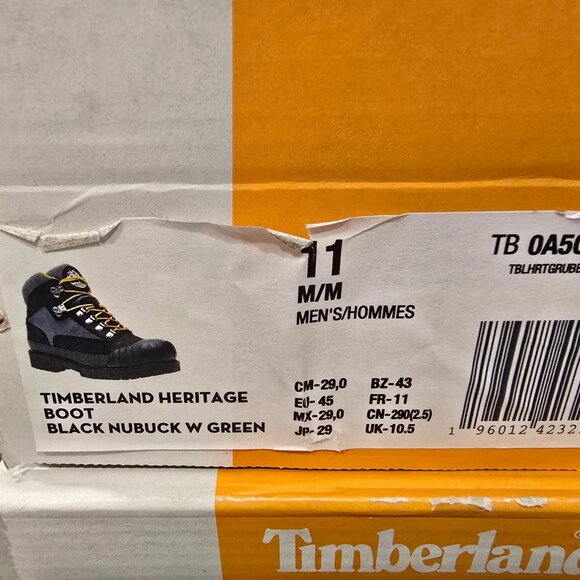 TIMBERLAND HERITAGE RUBBER TOE HIKER BOOTS MEN SHOES Black / Green Nubuck SZ 11 - Picture 14 of 14